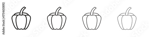 Capsicum icons. editable stroke icon collection.