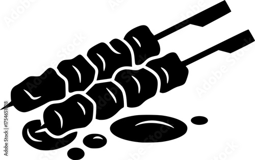 black and white silhouette of satay vector on white background
