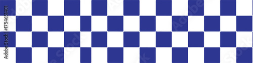 Retro Groovy Blue White Checkerboard Racing Pattern