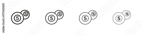 Billiard ball icons. editable stroke icon collection.