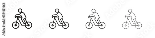 Bicycle rider icons. editable stroke icon collection.