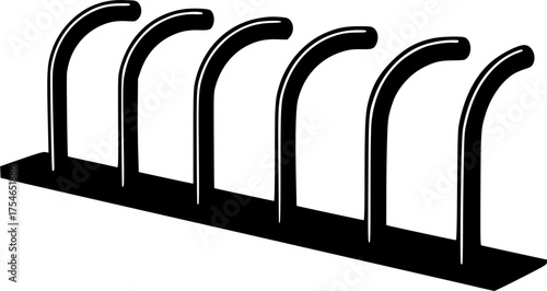 black and white silhouette of a bicycle rack vector on a white background
