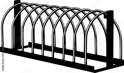 black and white silhouette of a bicycle rack vector on a white background
