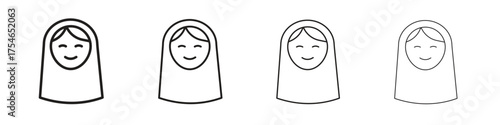 Arab woman icons. editable stroke icon collection.