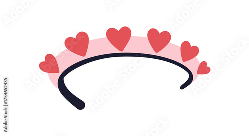 Heart-Adorned Headband with Pink Accent for Valentines Day.