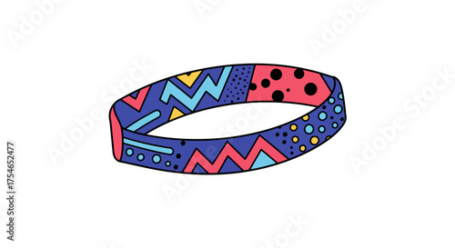 Colorful Geometric Patterned Headband or Wristband Illustration.