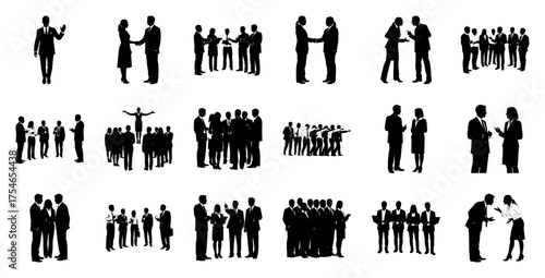 Business People Silhouettes Diverse Interactions professionals
