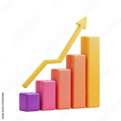 3d bar chart with upward trend arrow showing growth and success Free Download 3d bar chart with upward trend arrow showing growth and success - GFXLoad