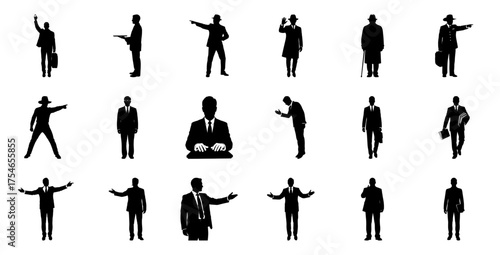 Businessmen Silhouettes Various Poses suits