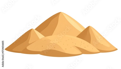 Fototapeta Naklejka Na Ścianę i Meble -  A stylized illustration depicts four sand dunes in varying sizes. The dunes exhibit a warm, beige color, with subtle shading