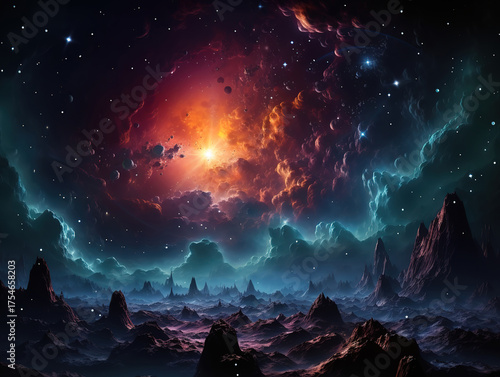 Space background with stars and cosmic elements