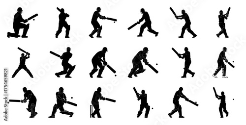 Cricket player batting action sequence batsman sport