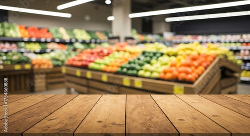 Fototapeta Naklejka Na Ścianę i Meble -  Fresh fruits and vegetables on a wooden table at a market or cafe
