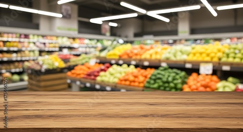 Fototapeta Naklejka Na Ścianę i Meble -  Fresh fruits and vegetables on a wooden table at a market or cafe