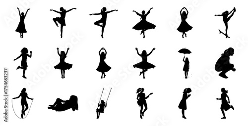 Diverse children silhouettes in various activities