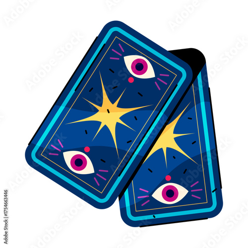 Tarot cards pair. Vector deck part for mystic and occult fortune telling and spiritual guidance, prophecy and fate reading. Astrology and foresight, prediction and spiritual insight, destiny vision.