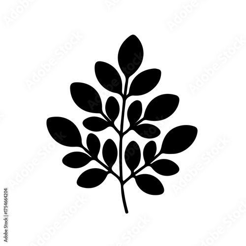 Moringa Leaf Black and White Icon
