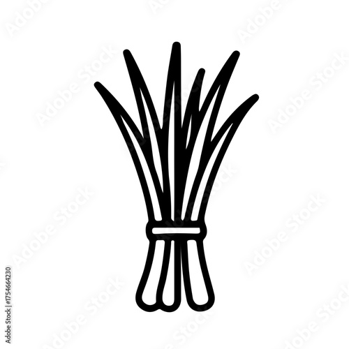Lemongrass Leaf Black and White Icon