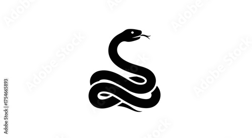 Black snake coiled silhouette on white background.