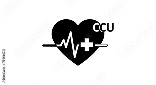 CCU Cardiac Care Unit Heartbeat Medical Symbol.