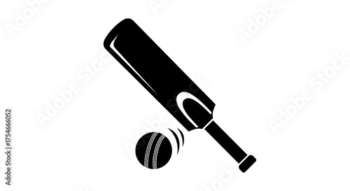 Cricket Bat and Ball Illustration for Sports Design.
