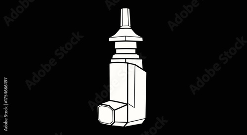 Medical Inhaler for Asthma Relief on Black Background.