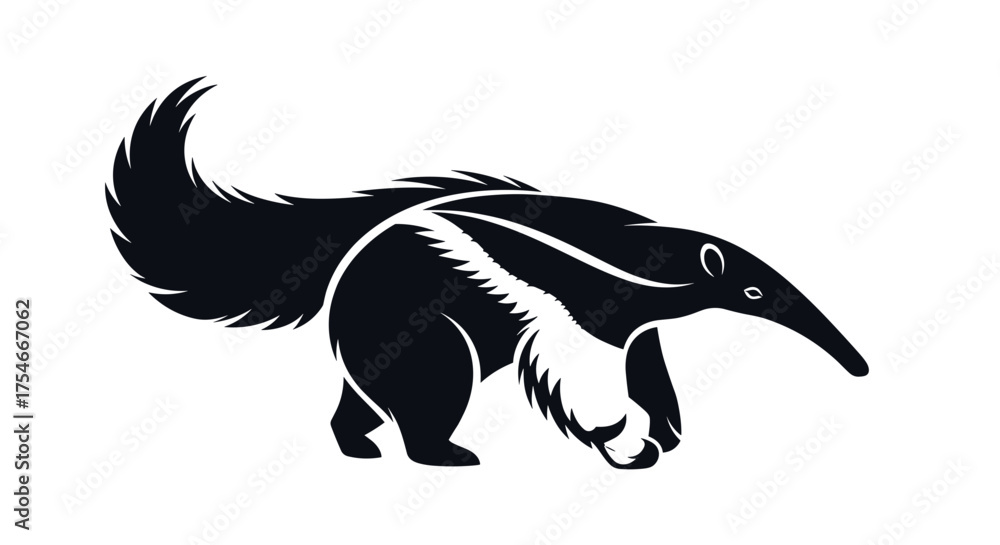 Fototapeta premium Stylized giant anteater walking vector graphic illustration.