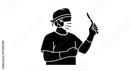 Surgeon holding scalpel in operating room ready for surgery.