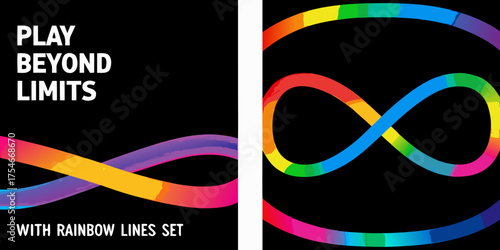 Play beyond limits with colorful infinity symbol and abstract brush strokes