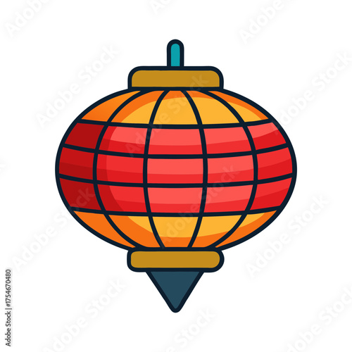 Isolated chinese new year lantern vector illustration traditional decoration asian culture object