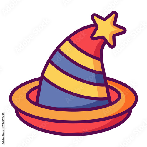 Celebrate birthday party with a fun striped party hat vector illustration for event design