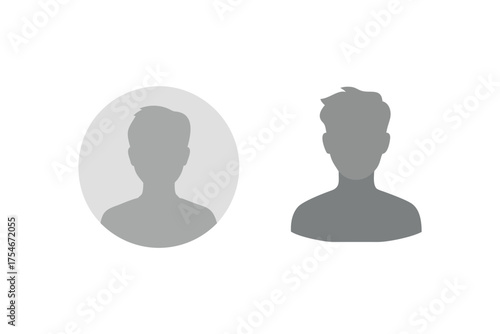 Grey silhouette of a person and a faceless portrait illustration