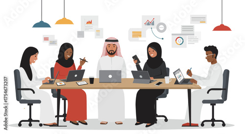 Diverse team collaborating in a modern office setting, fostering a positive and productive work environment