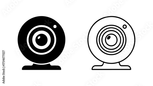 Webcam icons with outline and solid fill with transparent background