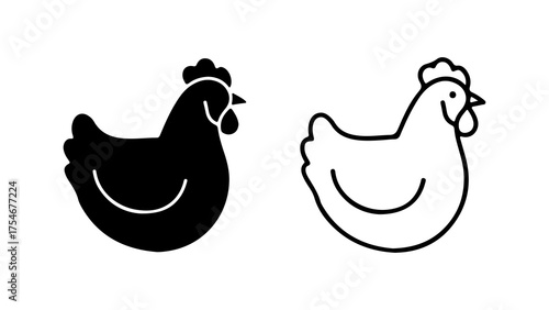Chicken icon set with transparent background