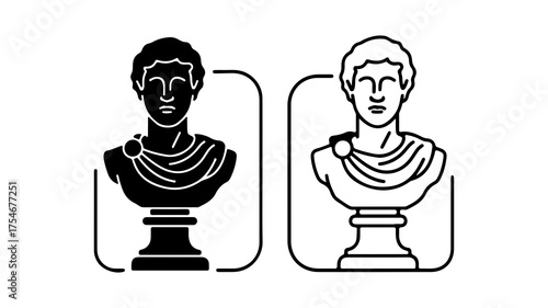 Ancient bust statues with outline frames