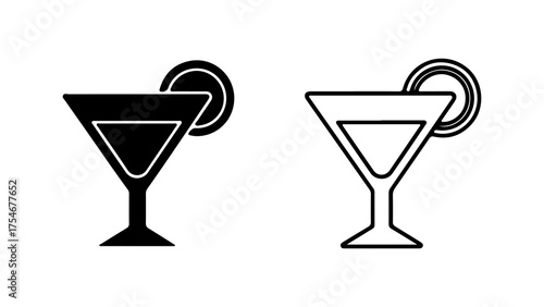 Martini glass with lemon twist with transparent background