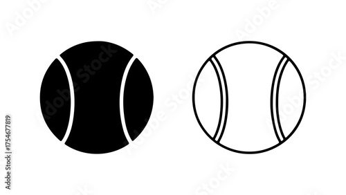 Tennis balls outline and solid with transparent background