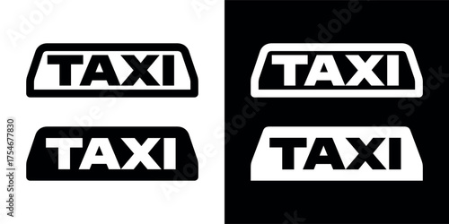 Taxi icon. Taxi checker. Yellow taxi roof light. Square pattern, symbol of public transportation in the city.