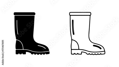 Rubber boots outline with transparent background