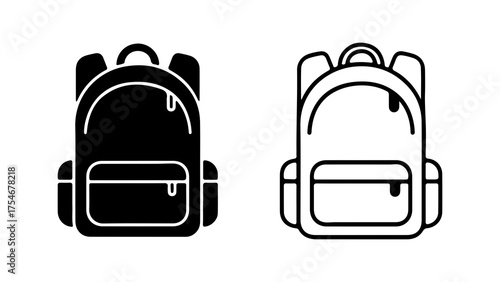 School backpacks outline and solid with transparent background