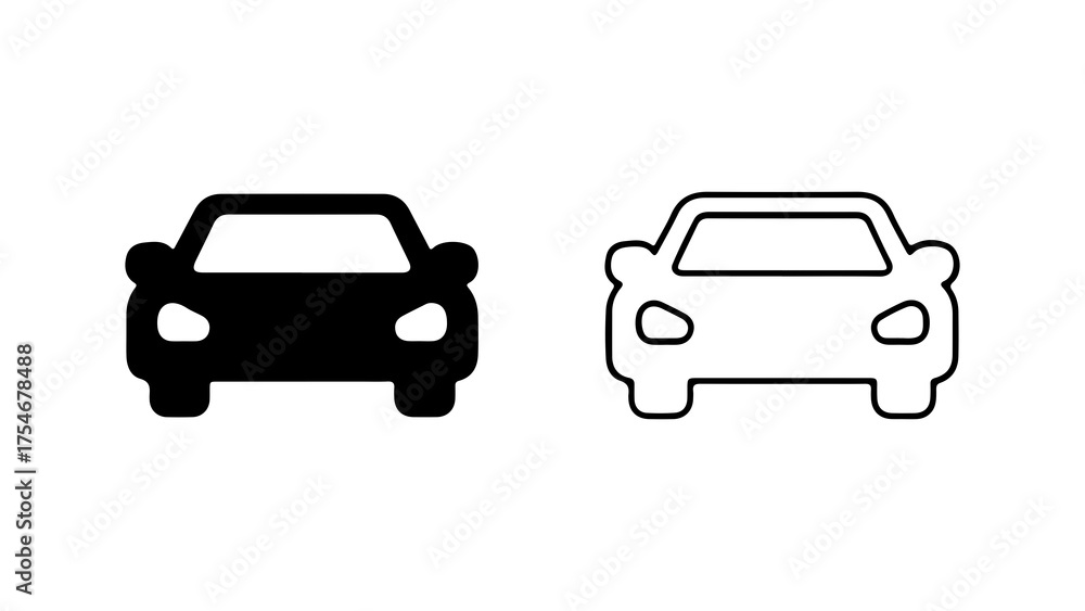 Fototapeta premium Car icons with outline and solid fill with transparent background