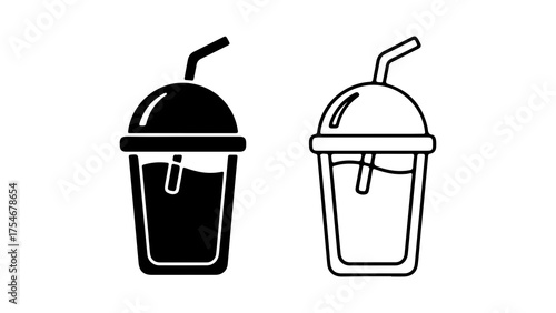 Drink in cup with straw with transparent background