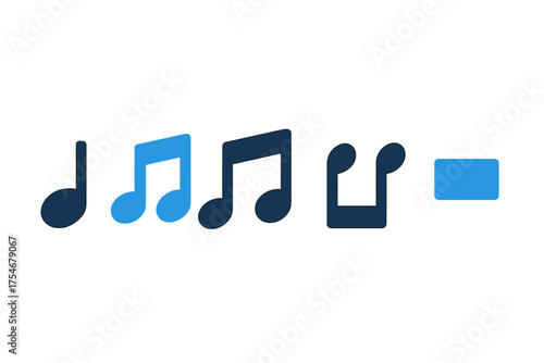 Musical notes and symbols representing melody rhythm and sound