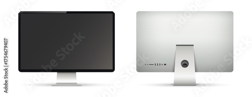 Realistic computer display front and back side