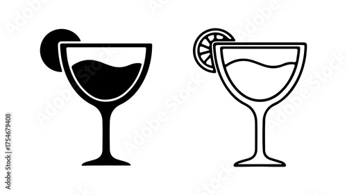 Cocktail glasses with garnish with transparent background