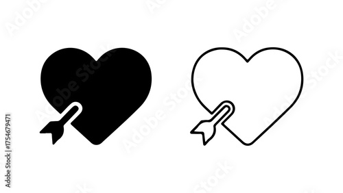 Heart pierced by arrow with transparent background