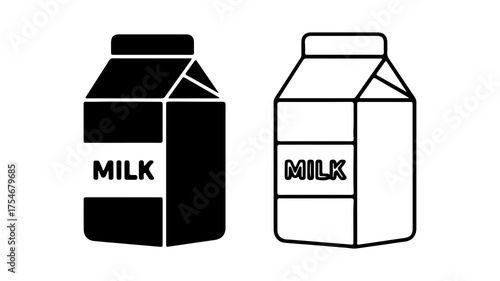 Milk carton icons with transparent background