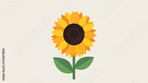 Minimalist Sunflower Flat Design Illustration on Light Background