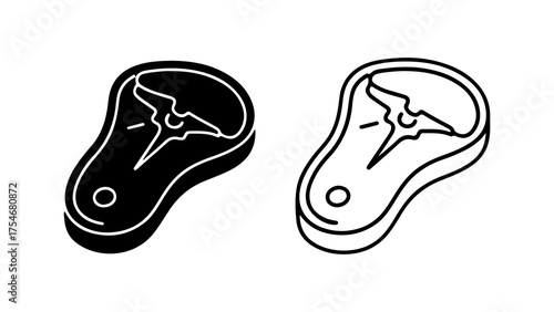 Steak cut with outline and solid fill with transparent background
